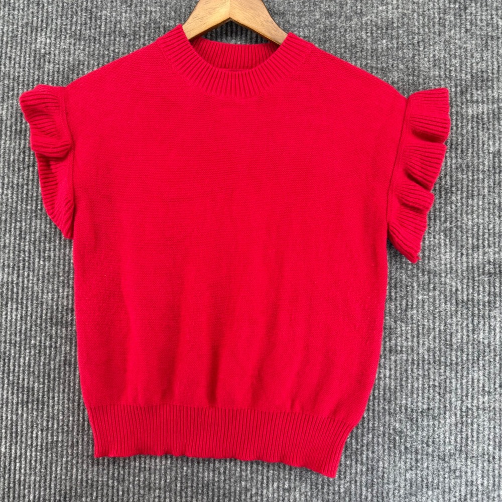 Shop The Mint Sweater Vest Girls 12/14‎ Red Excellent Ruffle Sleeve MJT106-MJG